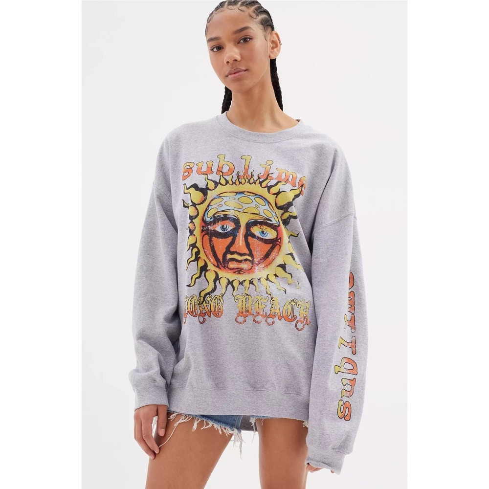 Sublime Band Crewneck Sweatshirt Oversized S/M Grey 90s Style Grunge Y2k